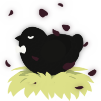 A black chicken with a lace pattern