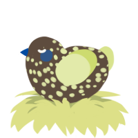 A bark and lemon chicken with a speckle pattern