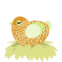 A orange and apple chicken with a lace pattern