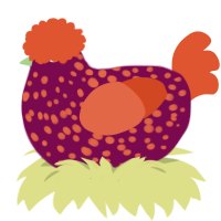 A wine and vermilion chicken with a speckle pattern