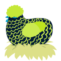 A tumblr and lime chicken with a lace pattern