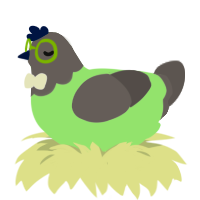 A gluppy and grey chicken with a head pattern