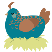 A sea and brown chicken with a half-lace pattern