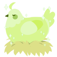 A apple chicken with a head pattern