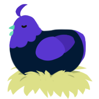 A tumblr and indigo chicken with a bar pattern