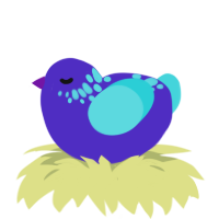 A indigo and aqua chicken with a neck-speckle pattern