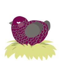 A wine and grey chicken with a lace pattern