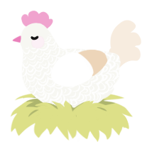 A white and cream chicken with a double-lace pattern