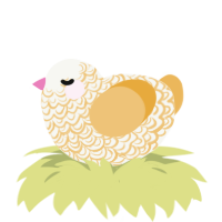 A white and honey chicken with a double-lace pattern