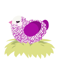 A white and plum chicken with a double-lace pattern