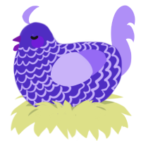 A indigo and lilac chicken with a lace pattern