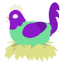 A spring and violet chicken with a head pattern