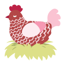 A red and rose chicken with a lace pattern