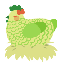 A lemon and grass chicken with a lace pattern