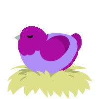 A lilac and plum chicken with a head pattern