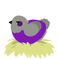 A violet and ash chicken with a head pattern