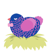 A honey and viridian chicken with a lace pattern