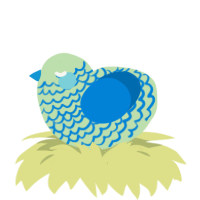 A gluppy and sapphire chicken with a lace pattern