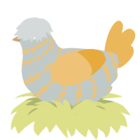 A silver and honey chicken with a bar pattern