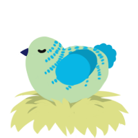A gluppy and cerulean chicken with a half-bar pattern