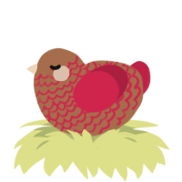 A brown and crimson chicken with a lace pattern