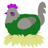 A leaf and ash chicken with a head pattern