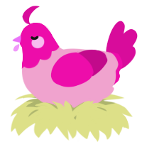 A pink and fuchsia chicken with a head pattern