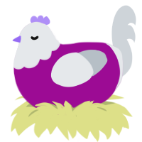clear, a plum and mist chicken with a head pattern