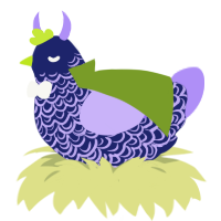Aquila, a navy and lilac chicken with a double-lace pattern