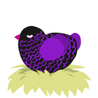 A sable and violet chicken with a lace pattern