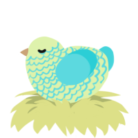 A apple and aqua chicken with a lace pattern