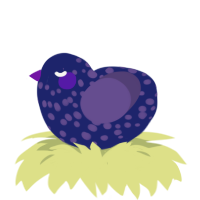 A navy and overcast chicken with a speckle pattern