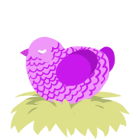 A lavender and amethyst chicken with a lace pattern