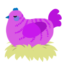 A orchid and amethyst chicken with a half-bar pattern