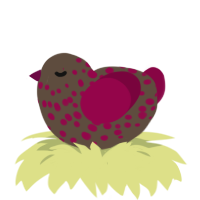 A bark and maroon chicken with a speckle pattern