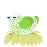 A white and grass chicken with a lace pattern