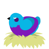 A violet and cerulean chicken with a head pattern
