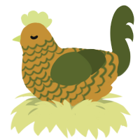 A gold and olive chicken with a lace pattern
