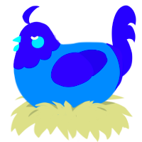 A sapphire and indigo chicken with a head pattern