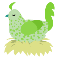 A gluppy and grass chicken with a speckle pattern