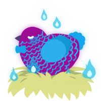 A plum and sky chicken with a lace pattern
