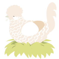 A cream chicken with a lace pattern