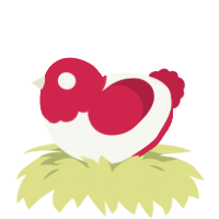 A white and crimson chicken with a head pattern