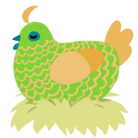 A grass and honey chicken with a lace pattern
