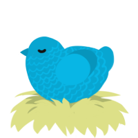 A cerulean chicken with a lace pattern