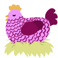 A lavender and wine chicken with a lace pattern