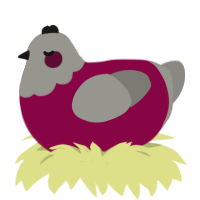 A maroon and ash chicken with a head pattern