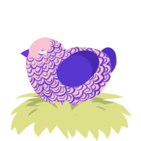 A rose and indigo chicken with a double-lace pattern