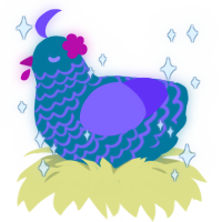 A sea and blurple chicken with a lace pattern