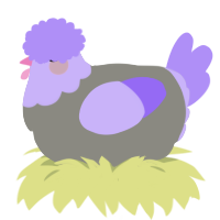 A ash and lilac chicken with a head pattern